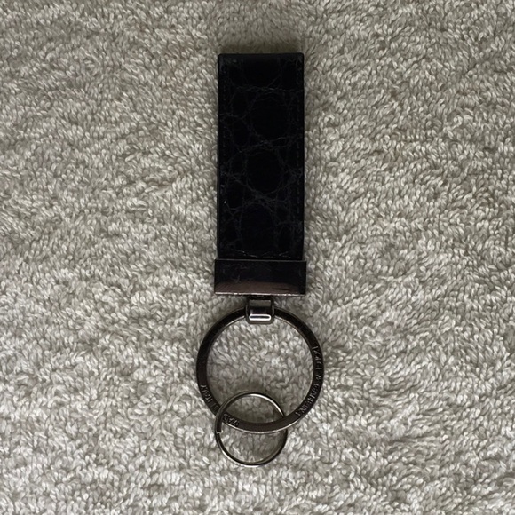 Dolce&Gabbana Silvertone Metal and Black Leather Key Ring (3in) - Picture 3 of 6